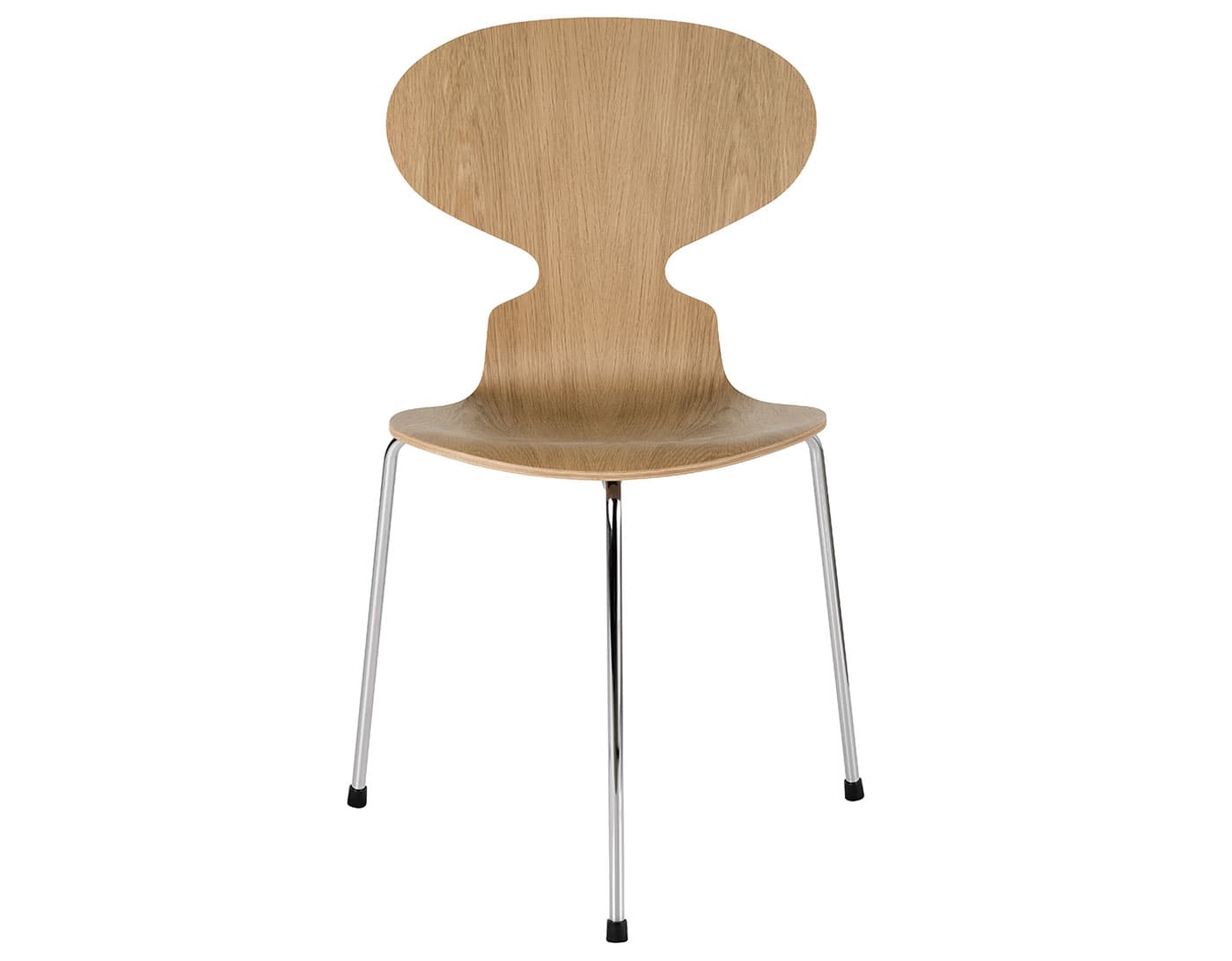 3-Leg Ant Chair, Wood Veneer / standard glides / standard seat height - 18.1" / oak veneer (70) / chrome