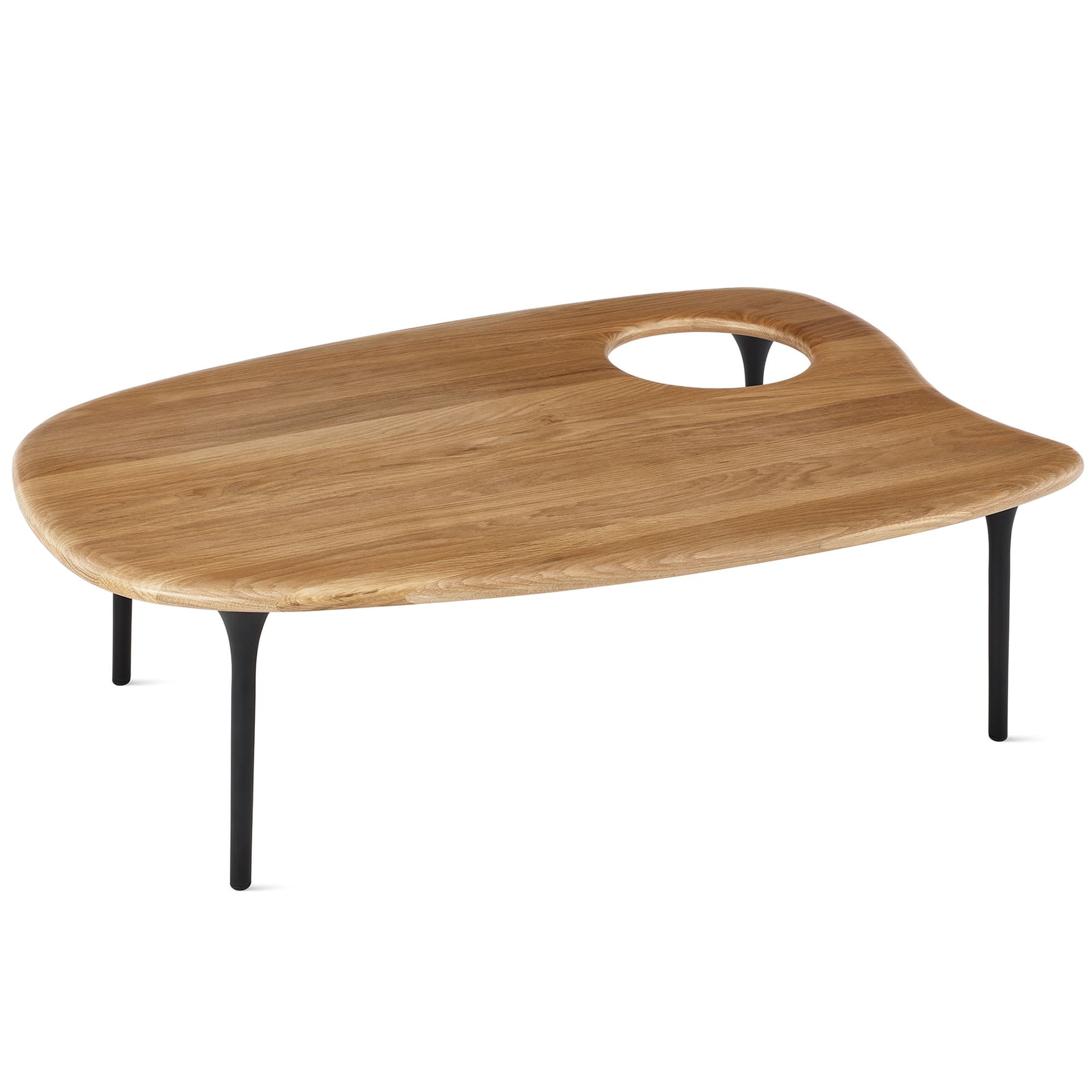Cyclade Low Table / white oak top / onyx legs / no added table bowl