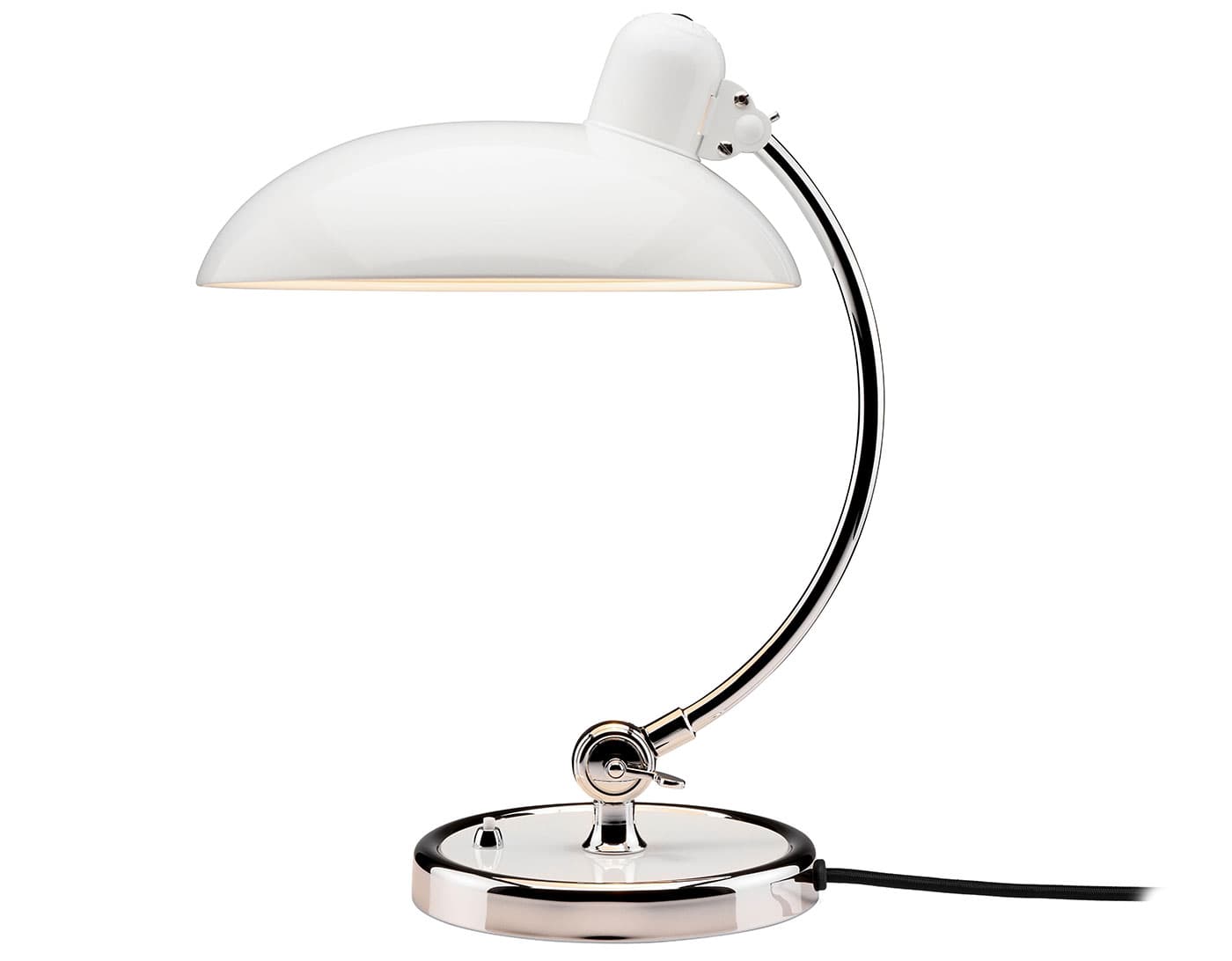 kaiser idell luxus table lamp / glossy white shade / chrome base