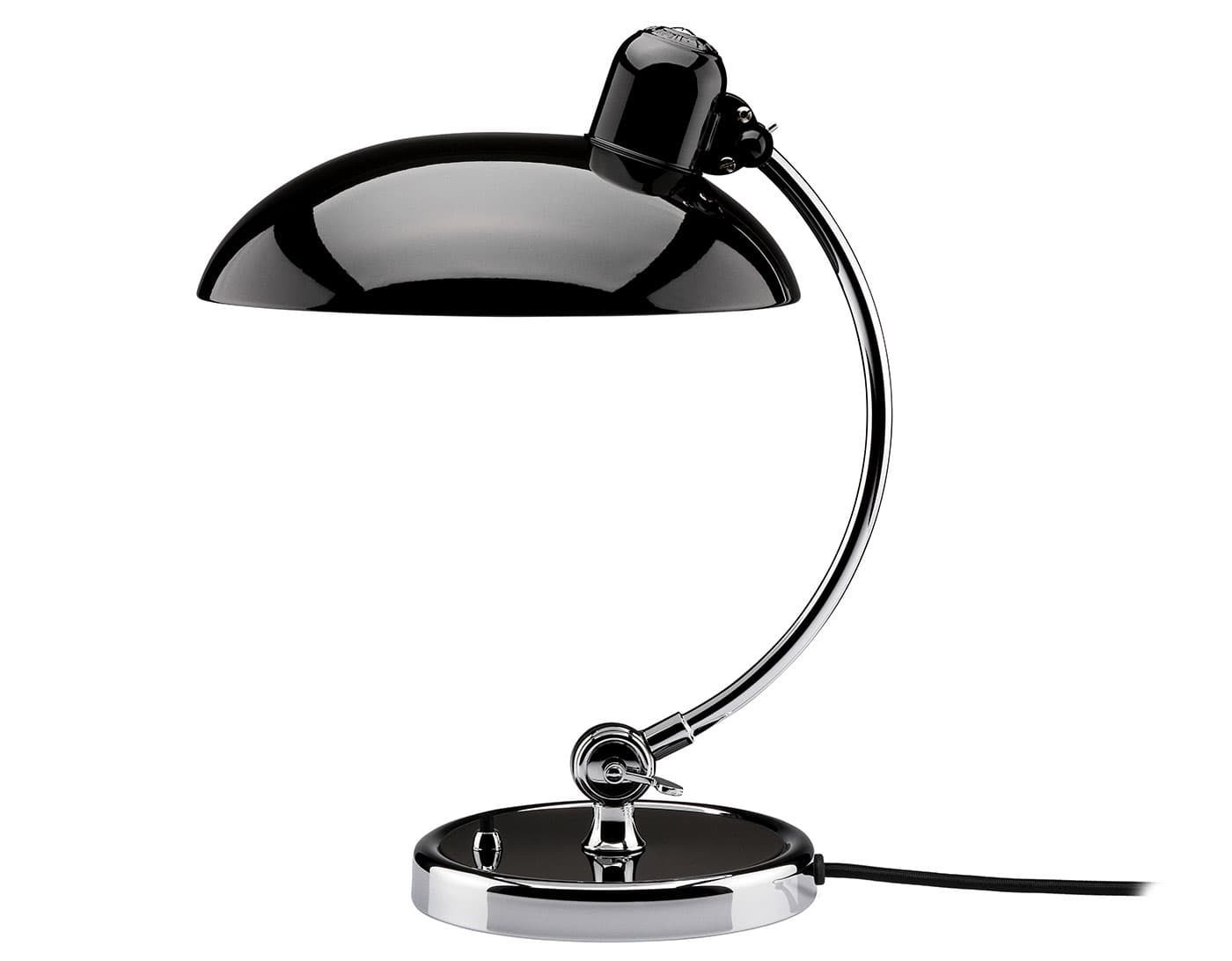 kaiser idell luxus table lamp / glossy black shade / chrome base