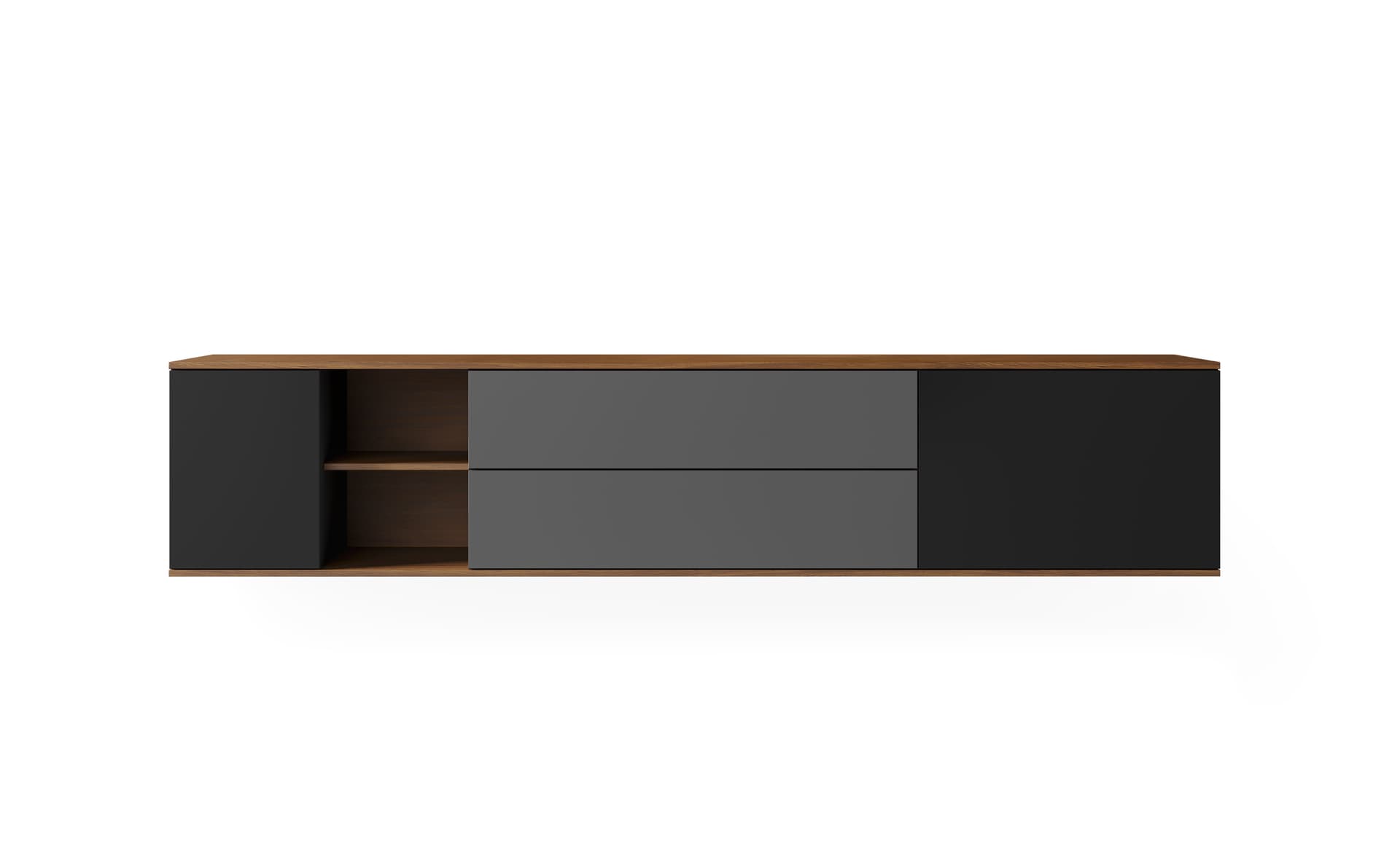 78.75" width - natural walnut / black / charcoal / black / add cable feedthrough on top (in addition to standard)