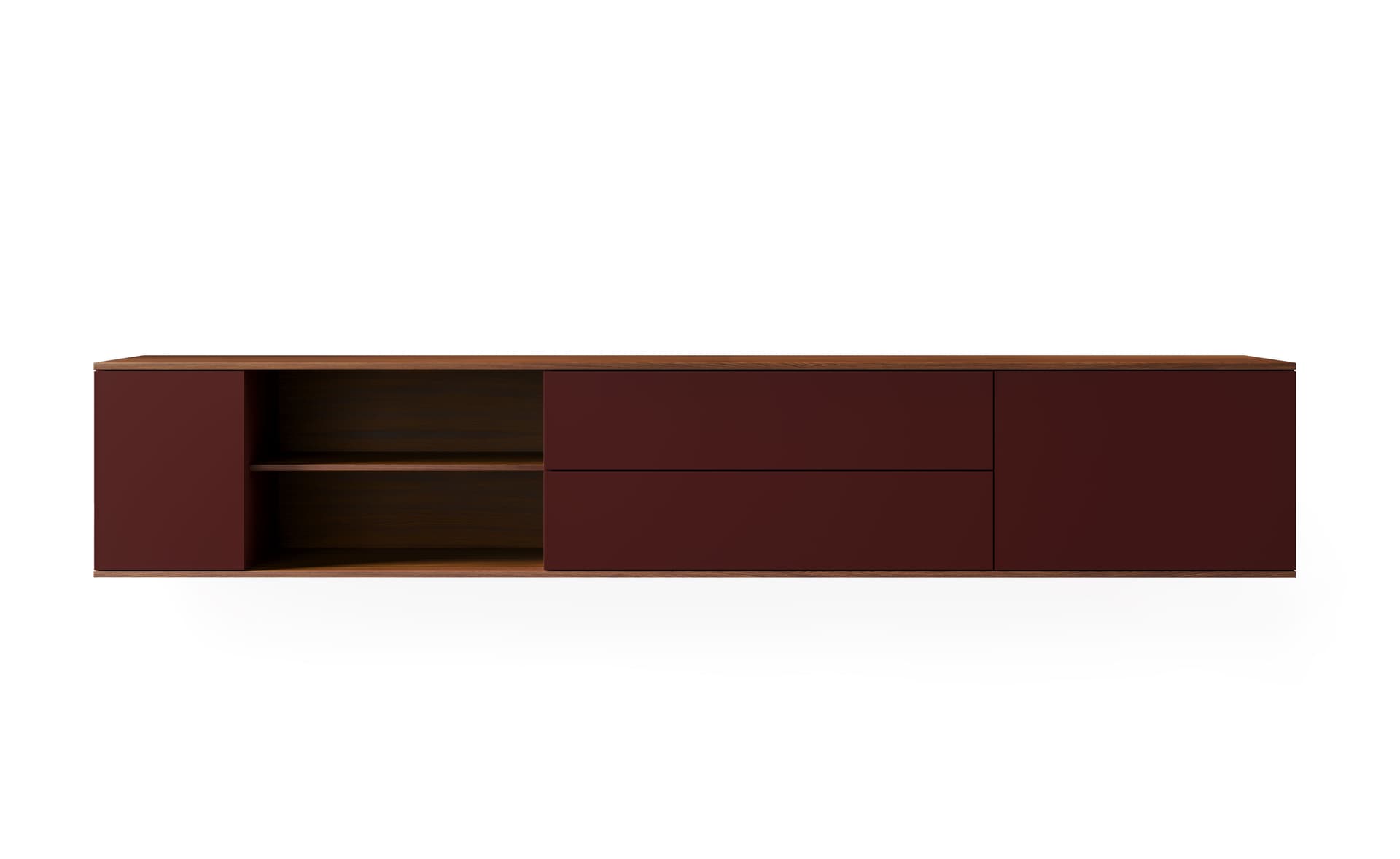 89.8" width - natural walnut / mahogany / mahogany / mahogany / standard, cable feedthrough underneath